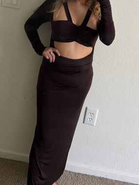 PrettyLittleThing Black Two-Piece Maxi Dress